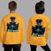 Devil Word Anime Stylish Golden Yellow Sweatshirt - M