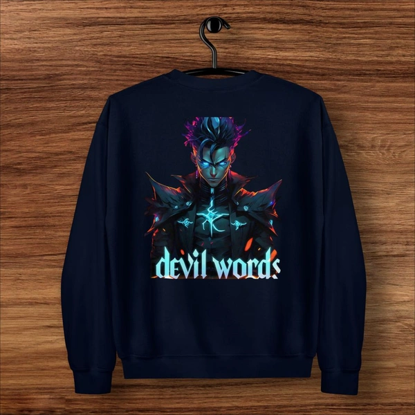 Devil Word Anime Stylish Navy Sweatshirt - XXL
