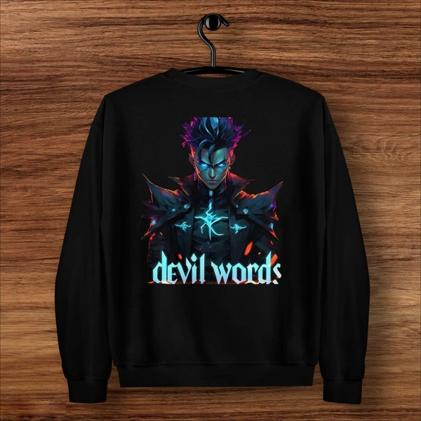 Devil Word Anime Stylish Black Sweatshirt - XL