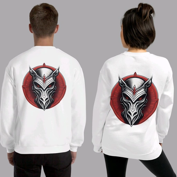 Ghost Mask Printed Stylish Unisex White Sweatshirt - XL