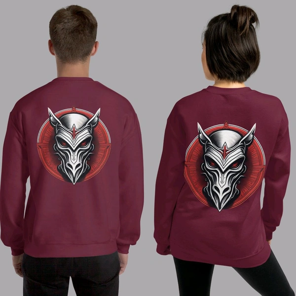 Ghost Mask Printed Stylish Unisex Maroon Sweatshirt - XXL