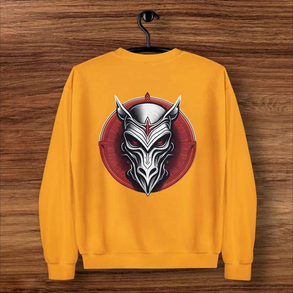 Ghost Mask Printed Stylish Unisex Golden Yellow Sweatshirt - M