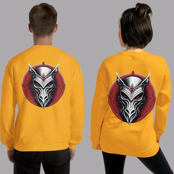 Ghost Mask Printed Stylish Unisex Golden Yellow Sweatshirt - L