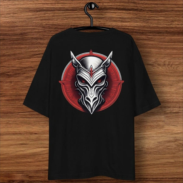 Ghost Masked Printed Unisex Black Oversized Tshirt - XL
