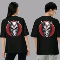 Ghost Masked Printed Unisex Black Oversized Tshirt - XL