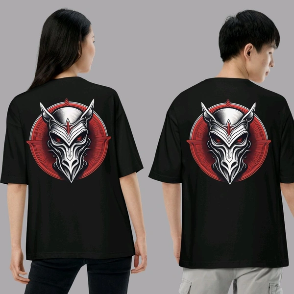 Ghost Masked Printed Unisex Black Oversized Tshirt - XL
