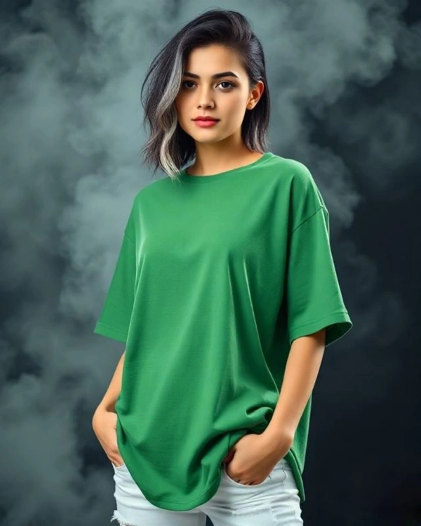 Stylish Green Oversized Women's Tshirt - XL