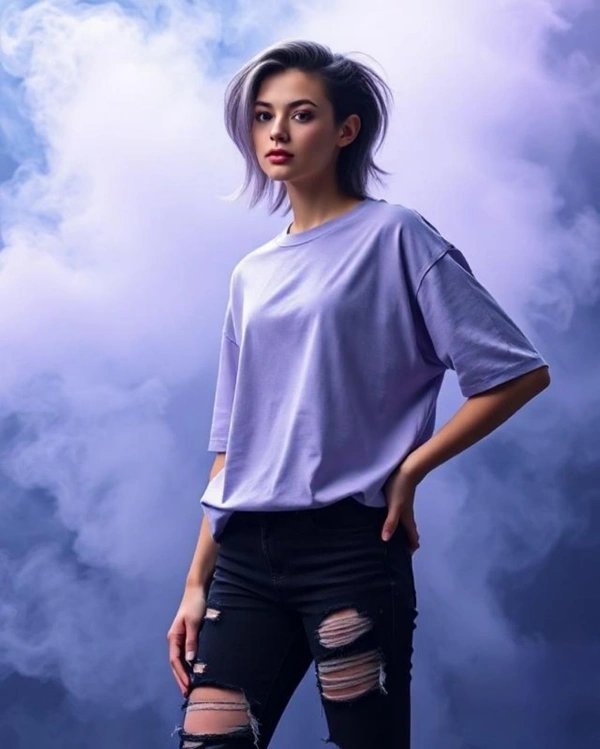Stylish Lavender Oversized Women's Tshirt - S