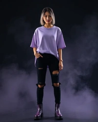Stylish Lavender Oversized Women's Tshirt - XXL