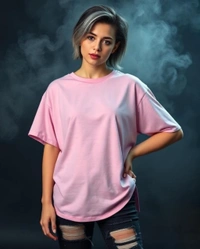 Stylish Light Pink Oversized Women's Tshirt - XL