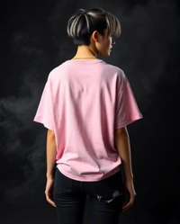 Stylish Light Pink Oversized Women's Tshirt - XL