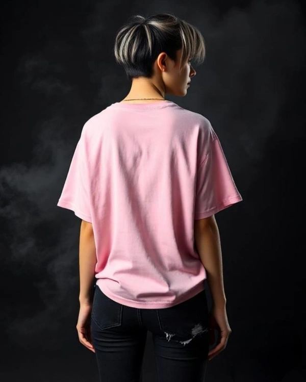 Stylish Light Pink Oversized Women's Tshirt - XL