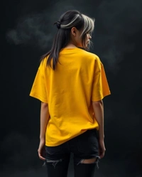 Stylish Golden Yellow Oversized Women's Tshirt - S