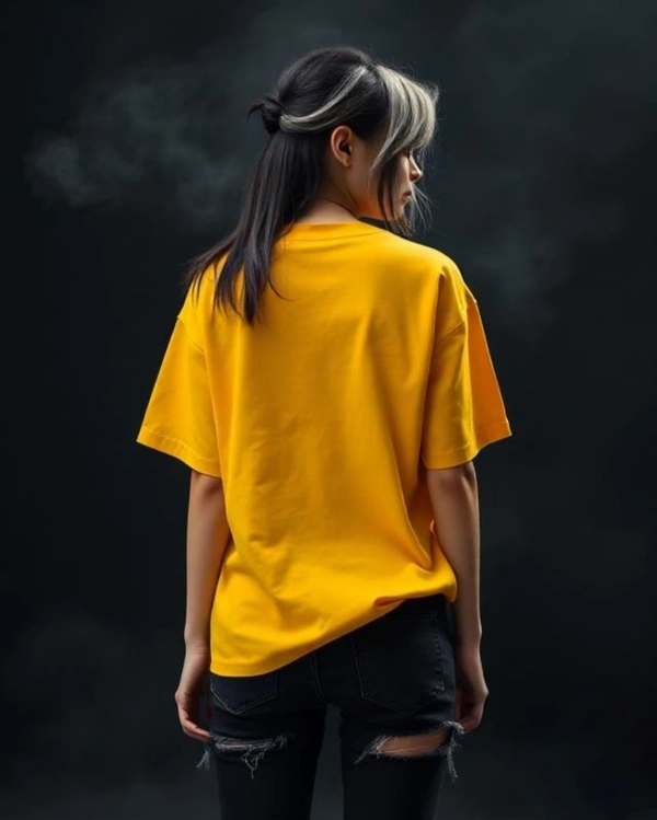 Stylish Golden Yellow Oversized Women's Tshirt - S