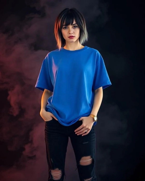 Stylish Royal Blue Oversized Women's Tshirt - XXL
