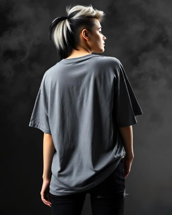 Stylish Grey Oversized Women's Tshirt - XL