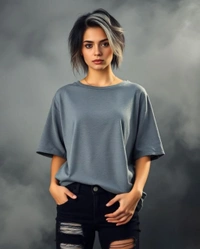 Stylish Grey Oversized Women's Tshirt - XXL