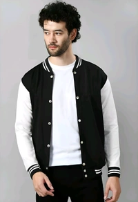 Stylish Black Varsity Jacket - L
