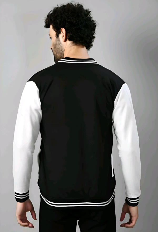 Stylish Black Varsity Jacket - L