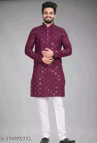 Men Kurta - Gray, S
