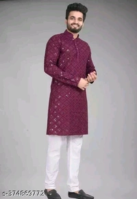 Men Kurta - Gray, S