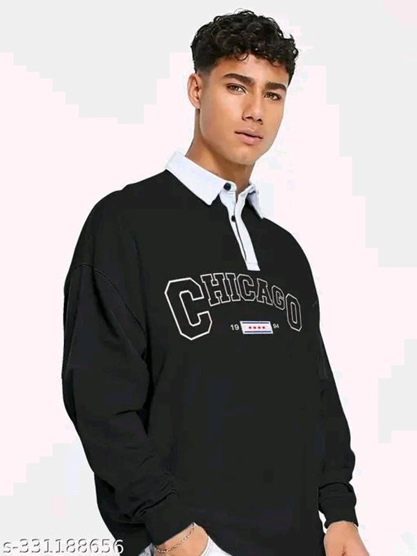 Chicago Printed Typography Black Tshirt - S