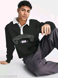 Chicago Printed Typography Black Tshirt - S