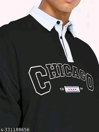 Chicago Printed Typography Black Tshirt - XL