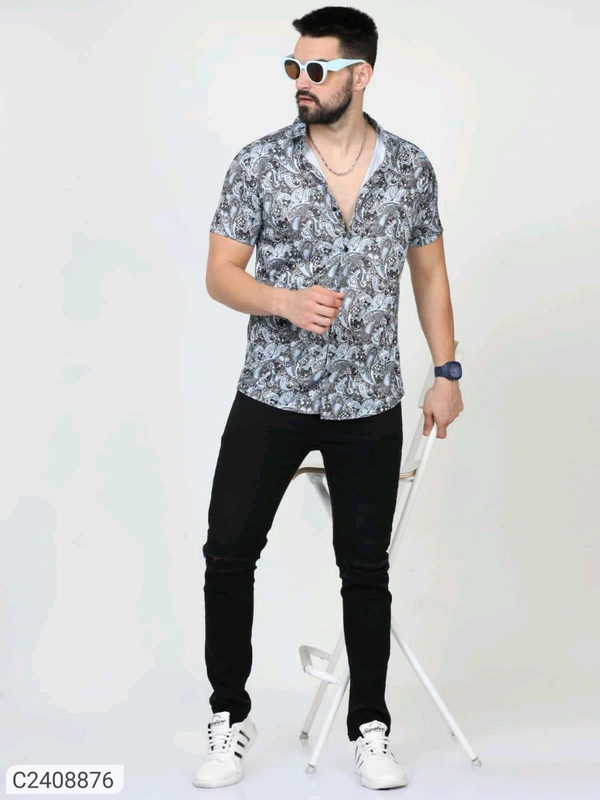 Printed Rayons Printed Shirt - M