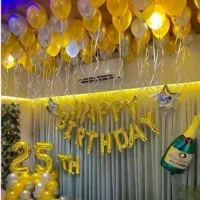 YELLOW COLOUR 25 PCS  METALLIC BALLOON 