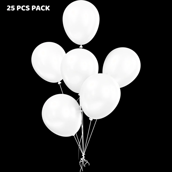 WHITE COLOUR 25 PCS  METALLIC BALLOON 