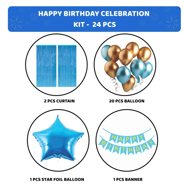 KIWI PARTY  BIRTHDAY COMBO (1 STAR+ 1 CURTAIN+ 20 PCS BALLOON)