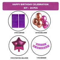 KIWI PARTY  BIRTHDAY COMBO (1 STAR+ 1 CURTAIN+ 20 PCS BALLOON)