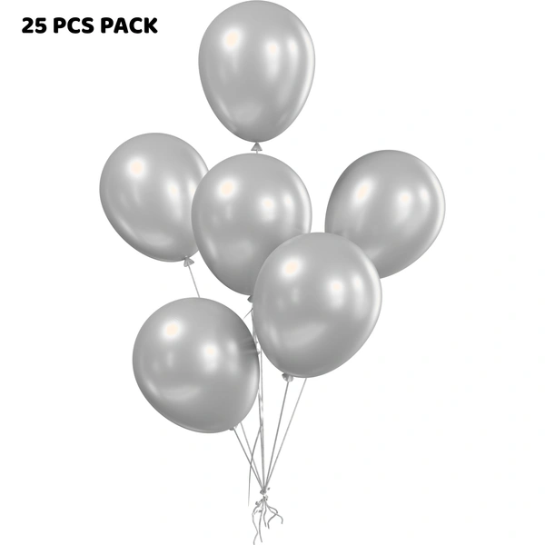 SILVER COLOUR 25 PCS  METALLIC BALLOON 