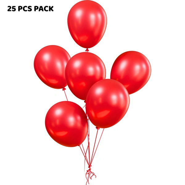 RED COLOUR 25 PCS  METALLIC BALLOON 