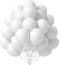 WHITE COLOUR 25 PCS  METALLIC BALLOON 