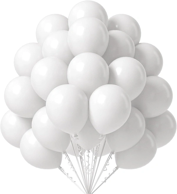 WHITE COLOUR 25 PCS  METALLIC BALLOON 
