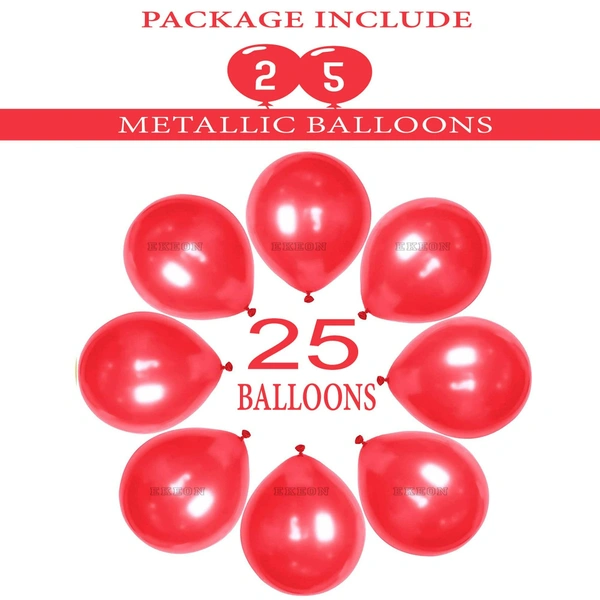 RED COLOUR 25 PCS  METALLIC BALLOON 