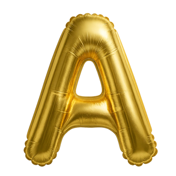 KIWI PARTY "A" ALPHABET/LETTER GOLDEN FOIL BALLOON 16 INCH