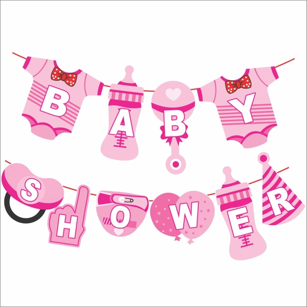 Baby Shower Banner – All-in-One Pink Theme (Wholesale Pack)