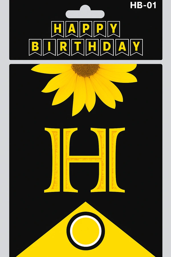 Yellow & Black "Happy Birthday" Flag Banner – HB-01