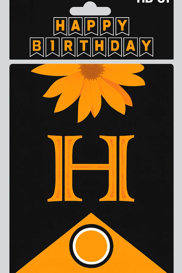 Orange & Black "Happy Birthday" Flag Banner – HB-01