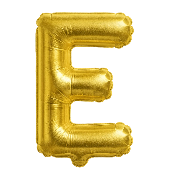 KIWI PARTY "E" ALPHABET/LETTER GOLDEN FOIL BALLOON 16 INCH