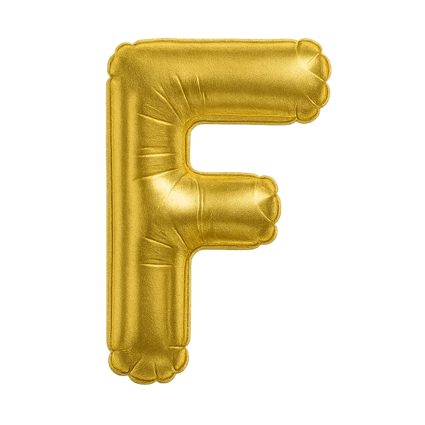 KIWI PARTY "F" ALPHABET/LETTER GOLDEN FOIL BALLOON 16 INCH