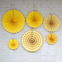 PAPER FAN BLUE COLOUR 6 PCS SET