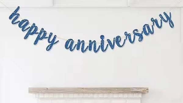 HAPPY ANNIVERSARY GLIITER BANNER CHINA V CUT