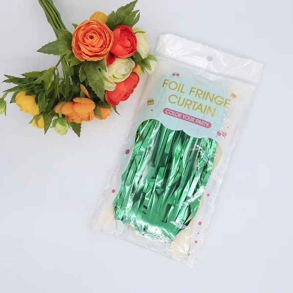 MADE IN CHINA Foil Rain Curtain (Shiny Metallic) GREEN COLOR