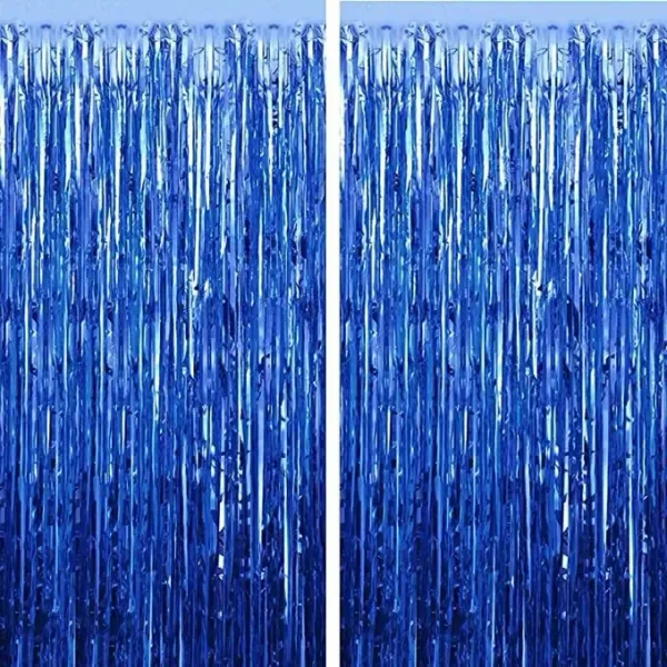 MADE IN CHINA Foil Rain Curtain (Shiny Metallic) BLUE