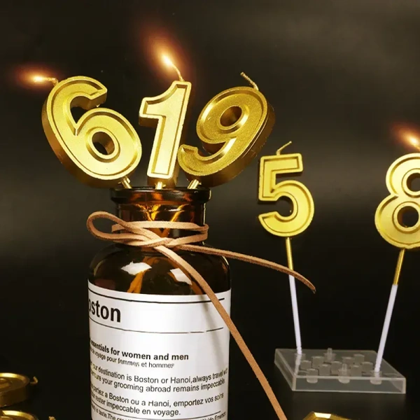 Gold Number Candles – Premium Metallic Cake Topper