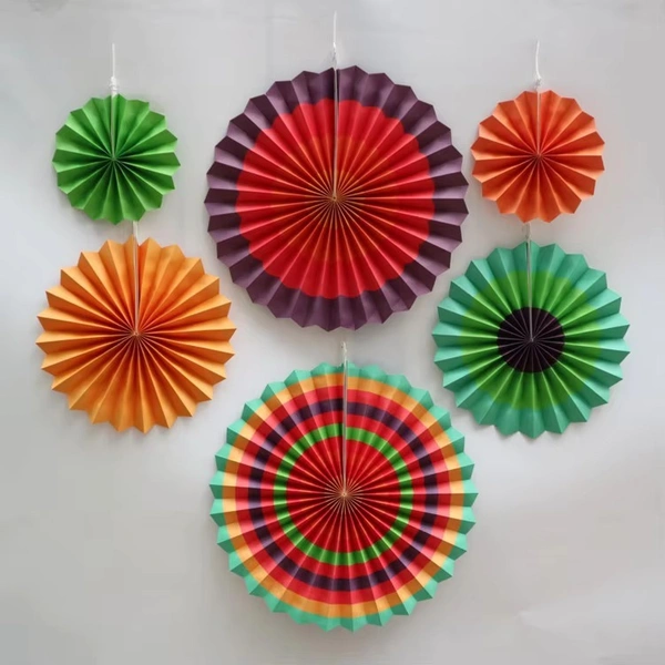 PAPER FAN MULTI COLOUR 6 PCS SET